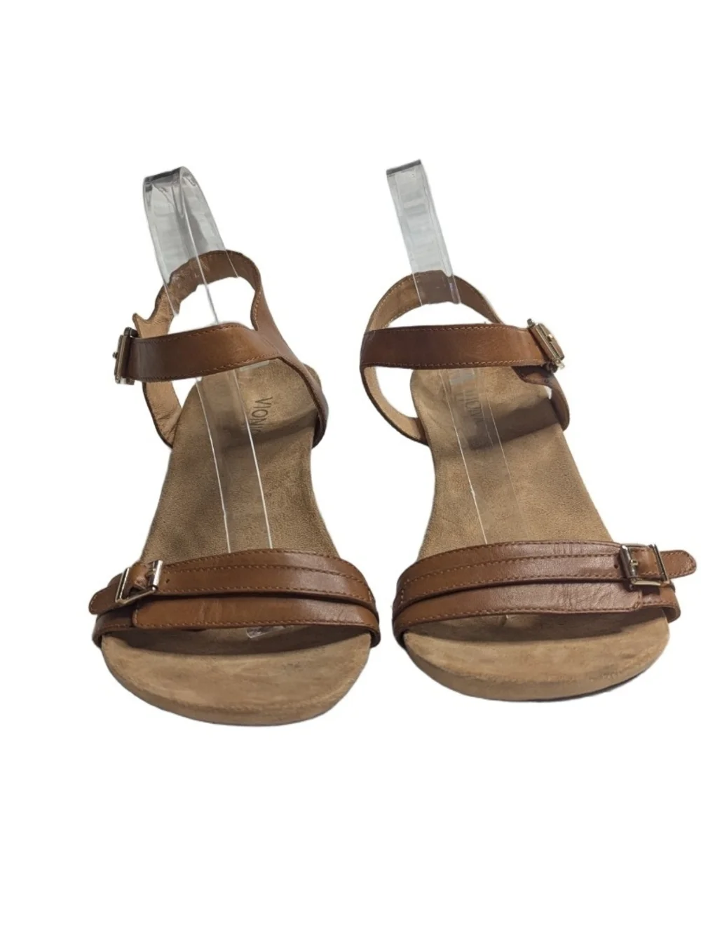 Vionic Noble Laurie Womens Brown Leather Buckle Strap Wedge Sandal Size 9.5